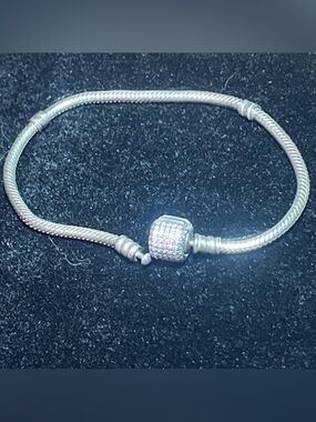 Pandora Pave Clasp Bracelet, Sterling Silver Clear CZ 7.5”